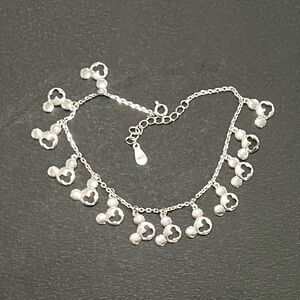 Elegant Sterling Silver Mickey Charm Bracelet - 8” inches